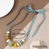 Pendant Necklaces Vintage Handmade Wood Beads Adjustable Long Choker Necklace For Women Boho Jewelry