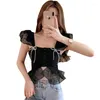 Damen Tanks Sommer Französisch Frauen Camis Spitze Essbarer Baum Rand Quadrat Kragen Weibliche Abnehmen Solide Tank Top