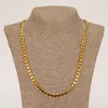 Classic Cuban Link Chain Necklace Bracelet Set Fine 18K Real Solid Gold Filled Fashion Men Women's Jewelry Accessories Perfec355a