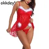 Okkdey Femmes Sexe Exotique Mini Robe Adulte Sexy Lingerie Ensemble Pour Noël Noël Cosplay Costume Érotique Vêtements Soutiens-gorge Sets281J