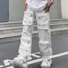 Heren Jeans 2023 Y2K Mode Multi Zakken Witte Baggy Cargo Broek Mannen Streetwear Kleding Rechte Gothic Lange Broek Pantalon Homme