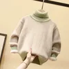 Pullover Autumn Winter Kids Boys Fashion Warm Thick Sticked Turtleneck Pullover Children's Clothing Solid Long Sleeves Tops Sweaters C175 231016