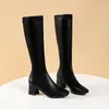 Boots Drop Women's Thick-heeled Square Toe High-heeled But Knee-high Fashion
