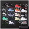 Keychains Lanyards Wholesale Designer Mini Sile Sneaker Keychain Men Women Kids Key Ring Gift Shoes Handbag Chain Dhtut
