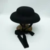 Berets VRiginer Francês Retro Lace Preto e Branco Lã Feminino Chapéu Redondo Outono Inverno Japonês Feltro Equipado