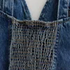 Dames Tanks 2023 Fashion Street Charm Drape Elastisch Denim Vest Vintage Knoop Mouwloze Band Unieke Top