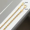 3/4MM 316L Rope Chain Necklace Stainless Steel Never Fade Waterproof Choker Men Women Jewelry Gold Color Chains Gift Drop Shipping YMN075