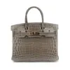 Nilo Light Platinum Luxury Women's Crocodile Borsa Piatto lucido Bag di cucito a metà mano Tendenza di 30 anni La stessa borsetta