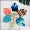 Keychains Lanyards Keychains Fashion Accessories Leaf Weaving Rainbow For Women Boho Handgjorda nyckelhållare Keyring Rame Bag Charm Car DH4FI