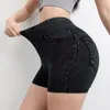 Vestuário de motocicleta Denim Sports Yoga Shorts para mulheres com ajuste apertado cintura alta nádegas para cima e calça de fitness de pêssego