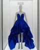 Röcke Real Image Royal Blue High Low Long Satin Formale Frauen Rock zu Party Reißverschluss Bund Ende Modest Maxi