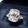 Brillant bijoux de luxe 925 en argent sterling princesse grandes pierres précieuses claires topaze blanche CZ diamant fête femmes bague de mariage pour 262h