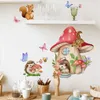 Stickers muraux T52 # Animal Champignon Papillon Autocollant Enfants Chambre Fond Décoration Murale Papier Peint Vivant Drôle Decal 231017