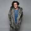 Cappotto da uomo in pelle sintetica in ecopelle finta pelliccia da uomo invernale in pelliccia finta moda soffice giacca lunga con cappuccio capispalla spesso caldo soprabito da uomo 231016