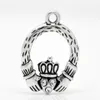 Entier- 100 pièces Antique ton argent strass Claddagh anneau pendentifs à breloque 25x18mm résultats de bijoux faisant bricolage entier J0506223n