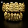 Fashion-REAL LUCIDO REALE ORO PLACCATO Superiore Inferiore GRILLZ Bling Bocca Denti Caps Hip Hop Grills190I