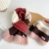 Scarves 2pcs/set Harajuku Thicken Warm Striped Crochet Knitted Scarf With Beanie Hat Y2k Streetwear Winter Long For Ladies 2023
