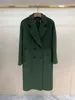 dark green MMAX madame 101801 Sheep wool women Long coats ladies trench coat double breasted