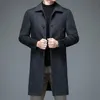 Мужские смеси шерсти в британском стиле, мужские элегантные пальто, осень-зима, черные, серые, однобортные, из овечьей смеси, Overocat, мужская деловая одежда 231017