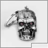 Porte-clés 10pcs / lot mode porte-clés bijoux pendentif argent film Terminator squelette masque porte-clés Skl porte-clés pour hommes chaîne de voiture goutte Dhzqk