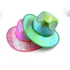 Chapeaux à larges bords Chapeaux de seau Halloween Noël EL Wire Light Up Sequin Jazz Hat Adulte Neon LED Lumineux Festival Party Dress Up Cap pour hommes et femmes 231016