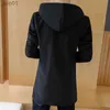 Men's Wool Blends Men 's Fashion Warm Hoodie Jacket 2023 Winter MenTrench Coat Plus Velvet Thickening Slim Fit Wool Overcoat Trench CoatL231017