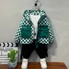 Down Coat Children S Clothing Baby Boys Checkerboard Hooded Zipper Jacket 2023 Spring Autumn Boy Casual Clothing Windbreaker Plaid Top 231017