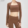 Tute da donna Nuova imbottitura interna Manica lunga Abbigliamento yoga nudo Fitness Palestra Top per le donne Allenamento Corsa Camicette sportive elastiche sexyL231017