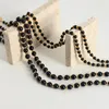 Choker Black Agate Necklace Women Round Bead Chain Gothic Style Accessories Ot Buckle Gold Plated Jewelry Couple Gift