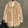 Cappotto invernale da donna in pelliccia 2023 di media lunghezza, moda europea e americana