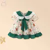 Mädchen Kleider Sommer Baby Mädchen Cartoon Druck Kleidung Spitze Revers Kinder Kleid Pastoralen Stil Bowknot Kinder Kostüm 0 bis 3 Jahre alt Kleinkind 231016