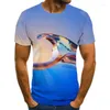 Men's T Shirts Summer Casual Fashion Short-Sleeved 3D Vision Round Neck Tops