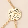 Colares de pingente 3 Pçs / set Rodada Puzzle Colar Bonito Sol Lua Estrela Strass Para Amigos Irmãs Irmãos Presente