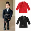 Down Coat 1 6Y Kids Girls Lapel Suit Tops Autumn Baby Clothing Solid Color Long Sleeve Double breasted Dress Children Casual Outwear 231017
