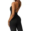 Active Sets Women Long Length Compression Open Back Quick Dry Dance Jumpsuit Gym Workout Kit Outdoor Bike Yoga Set