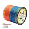 Braid Line 12 Strands Braided Fishing 300mm 500m PE Multifilament Multicolor Super Strong Japan Fish Saltwater Wire 231017