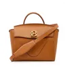 Motingsome Design Women Leather Shoulder Bag Luxury Cowhide Wave Shape Fashion Lady Commuting Office Handbag