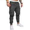 Herrbyxor märke Autumn Men Pants Hip Hop Harem Joggers Pants Nya manliga byxor Mens Mens Solid Multi-Pocket Cargo Pants Skinny Fit Sweatpants X1017