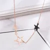 Hanger Kettingen Roestvrij Staal Leuke Rose Goud Kleur Ster Ketting Cool Zwart Pentagram Voor Vrouwen Vriend Gift