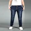 Мужские джинсы, классический дизайн, мужские эластичные джинсовые брюки из спандекса с эластичной резинкой на талии, большие размеры 5XL, 6XL 48, Regualr Fit277G