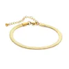 Flat Chain Stacking Bracelet For Women Gold Plated Square Chain Stainls Steel Herringbone Thin Bone Chain Snake Bracelet252N