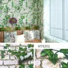 Wallpapers Groen Blad Baksteen Patroon Behang El Tea Room Schoonheidssalon Muursticker Woondecoratie Zelfklevend 3D PVC