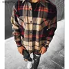 Men's Jackets Men Plaid Shirt Spring Fashion Large Size Pockets Long Sleeve Shirt Turn-down Collar Single-breasted Men Shirts T231017 T231017