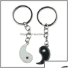 Schlüsselanhänger Lanyards Schlüsselanhänger Modeaccessoires Vintage chinesische Elemente von Yin Yang Taiji Bagua Paar Schlüsselanhänger für Schlüssel Autoschlüssel R Dhrpt