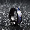 Eheringe Vintage Zahnrad Edelstahl für Männer Frauen Drachen Ring Inlay Blau Carbon Fiber Band Titan Schmuck