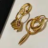 New designed Fashion Dangle asymmetric women retro earrings 18K gold plated tassel temperament ear stud hoop ladies Designer Jewelry loe-0012