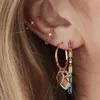 long tassel drop earring rainbow baguette cz link chain geometric fashion gorgeous women jewelry213C