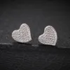 Hoop Huggie Uwin Heart Earrings Full Iced Out Minimalist Boltörhängen Bling Micro Paled Cubic Zircon Fashion Jewelry Gift 231016