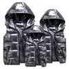 Мужские жилеты, мужской зимний жилет с капюшоном, модная глянцевая пуховая хлопковая куртка без рукавов, утепленный жилет S-4XL 231017