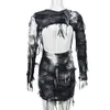 Designer Sexy Glands Robe Femmes À Manches Longues Tie Dye Robes Sexy Dos Nu Robe Moulante Street Night Club Party Wear En Vrac Vêtements En Gros 10215